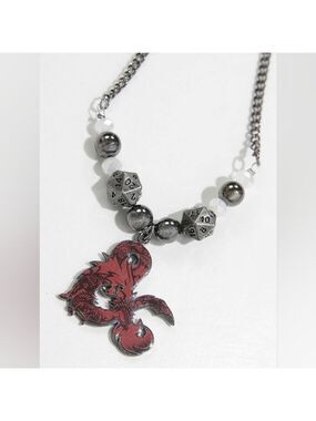 🆕 Dungeons & Dragons • Choker Necklace with 3D Dice Charms & Dragon Emblem